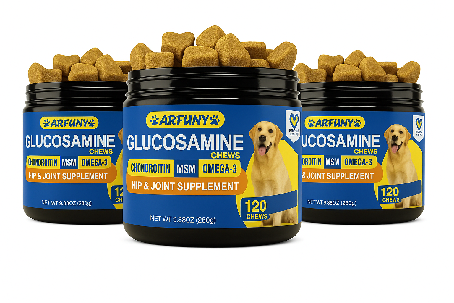 ARFUNY Glükózamin + Kondroitin Ízületvédő Rágógumi Kutyáknak