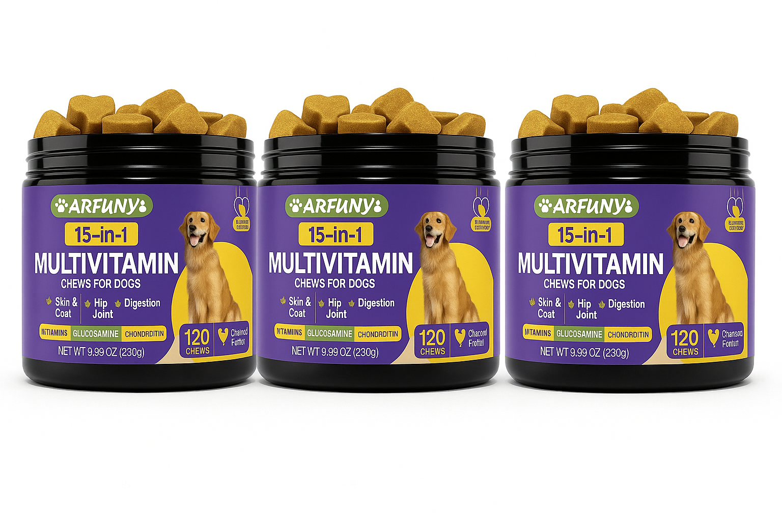 ARFUNY 15-in-1 Multivitamin Rágógumi Kutyáknak
